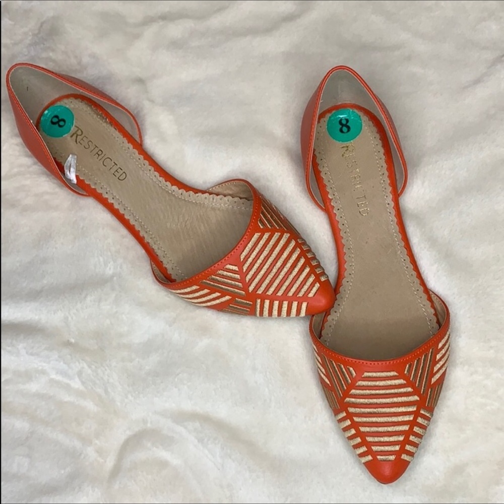 Restricted leather ballet flat size 8 orange.